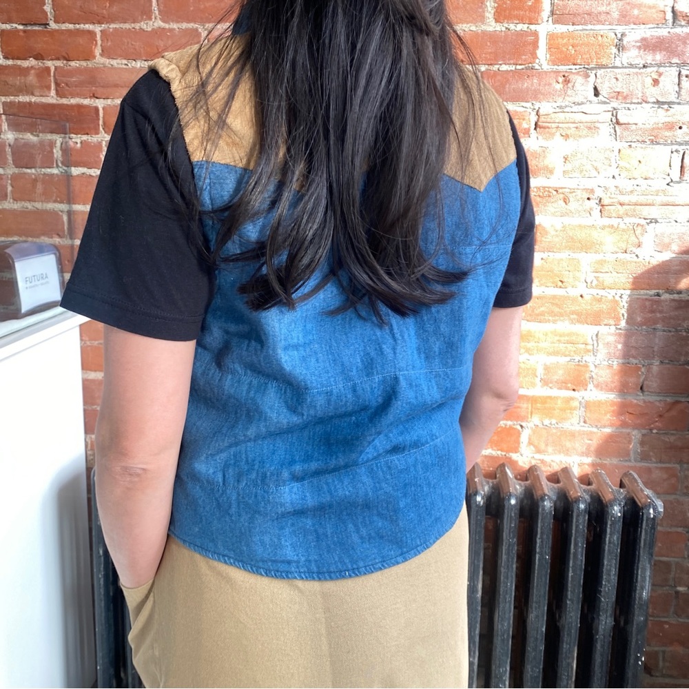 2000s Japan lightweight reversible vest (sunny yellow/denim) - Picture 6 of 11